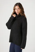 Women's Drop-Sleeve Turtleneck Sweater in Black Small