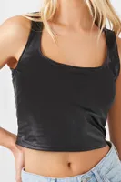 Women's Faux Leather Crop Top Medium