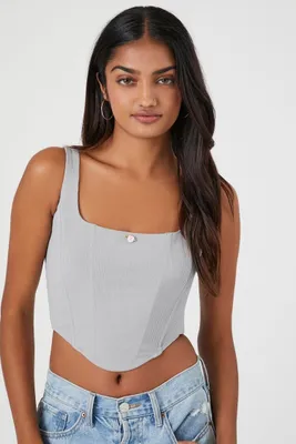 Women's Ribbed Rose Cropped Bustier Top