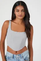 Women's Ribbed Rose Cropped Bustier Top in Harbor Grey Large