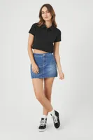 Women's Cropped Terry Cloth Polo Shirt