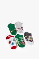 Kids SpongeBob Christmas Ankle Socks Set - 5 pack (Girls + Boys) in Green