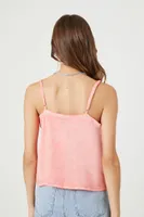 Women's Crochet-Trim Mineral Wash Cami in Pink Medium