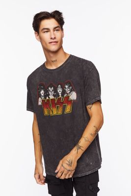Men Kiss Studded Graphic Tee in Black, XL
