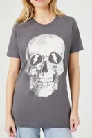 Women's Sunglasses Skeleton Graphic Tee in Charcoal Large