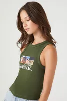 Women's Gorillaz Graphic Tank Top in Olive Small