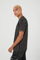 Men Striped Crew-Neck T-Shirt Black/White