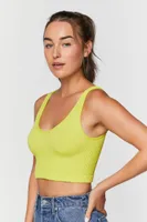 Women's Ribbed Seamless Bralette in Acid Green Medium