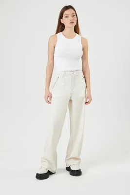 Women's High-Rise Baggy Wide-Leg Pants in Ivory Medium