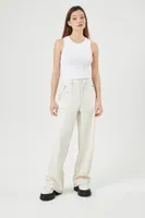 Women's High-Rise Baggy Wide-Leg Pants in Ivory, XL