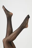 Sheer Wavy Tights in Black, S/M