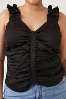 Women's Ruffle-Strap Top in Black, 2X