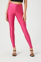 Women's High-Shine Mid-Rise Leggings in Hot Pink Large