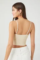 Women's Ribbed Sweater-Knit Cropped Cami in Sandshell Large