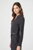 Women's Crinkled Zip-Up Top Dark