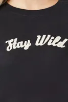 Women's Stay Wild Cap-Sleeve T-Shirt in Black/Cream Large