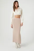 Women's Split-Neck Drawstring Crop Top Cream