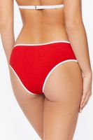 Women's Contrast-Trim Hipster Bikini Bottoms in High Risk Red, XL