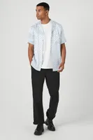 Men Jacquard Geo Print Cuban Collar Shirt Dusty