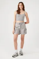 Women's Drawstring Cargo Shorts in Silver Medium