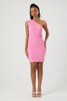 Women's Quilted One-Shoulder Mini Dress Bubble Gum