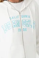 Women's Embroidered Los Angeles Zip-Up Hoodie White