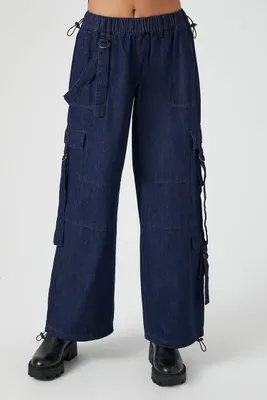 Women's Baggy Cargo Jeans Dark Denim