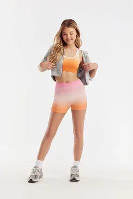 Women's Seamless Active Gradient Biker Shorts in Neon Orange Small