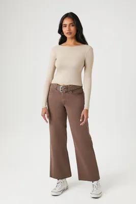 Women's Belted High-Rise Mom Jeans