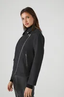 Women's Faux Leather Moto Jacket in Black Medium