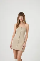 Women's Button-Front Strapless Mini Dress Maple