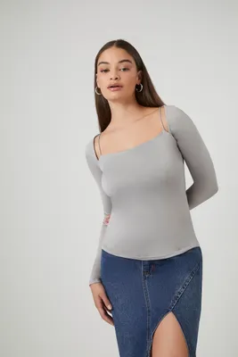 Women's Cami Long-Sleeve Top in Grey Medium