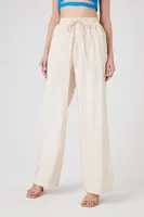 Women's Drawstring Wide-Leg Pants in Beige, XL