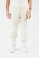 Men Faux Shearling Mixed Media Joggers in Cream Small