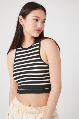 Women's Seamless Striped Cropped Tank Top Large