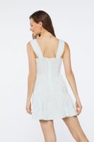 Women's Linen-Blend Tiered Mini Dress in Mint Large