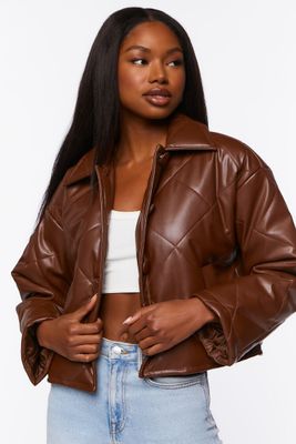 Women's Faux Leather Quilted Jacket