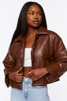 Women's Faux Leather Quilted Jacket