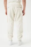 Men Faux Shearling Mixed Media Joggers in Cream Small