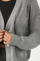 Women's Ribbed Cardigan Sweater Silver