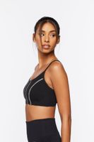 Women's Cotton-Blend Longline Sports Bra in Black, XS