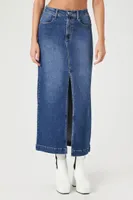 Women's Denim Maxi Slit Skirt