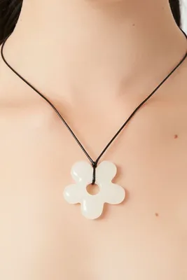 Women's Flower Pendant Necklace in Black/White