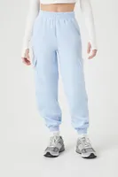 Women's Fleece Cargo Joggers in Light Blue Large