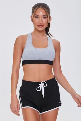 Women's Active Stripe Ringer Shorts in Black Medium