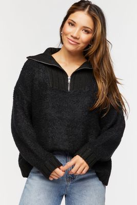 Women's Popcorn Knit Half-Zip Sweater