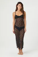 Women's Sheer Lace Lingerie Maxi Slip Dress