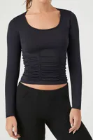 Women's Active Seamless Ruched Cutout Top in Black Medium