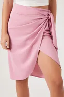 Women's Wrap Tulip-Hem Tie Skirt in Light Pink, XS