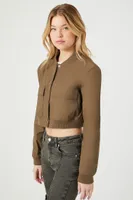 Women's Cropped Bomber Jacket in Olive Small